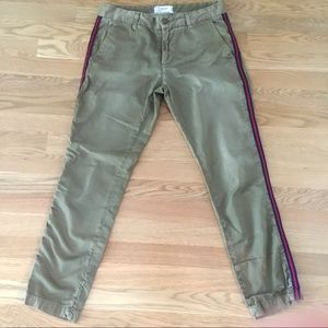 Ankle Green Pants with Army Stripe